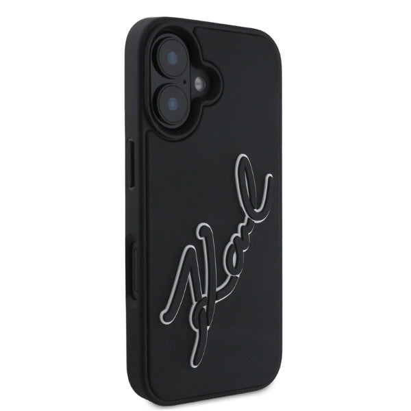 Karl Lagerfeld 3D Rubber Signature iPhone 16 Case - Black_1