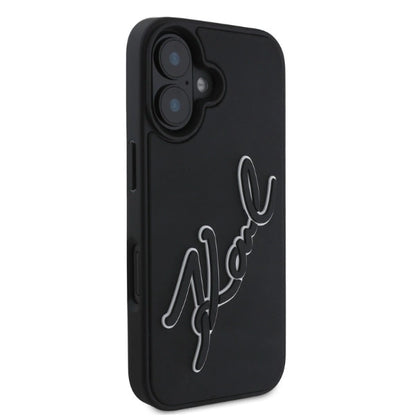 Karl Lagerfeld 3D Rubber Signature iPhone 16 Case - Black_1