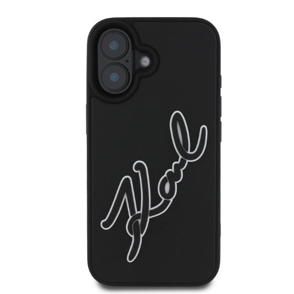 Karl Lagerfeld 3D Rubber Signature iPhone 16 Case - Black_2