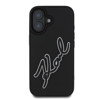 Karl Lagerfeld 3D Rubber Signature iPhone 16 Case - Black_2