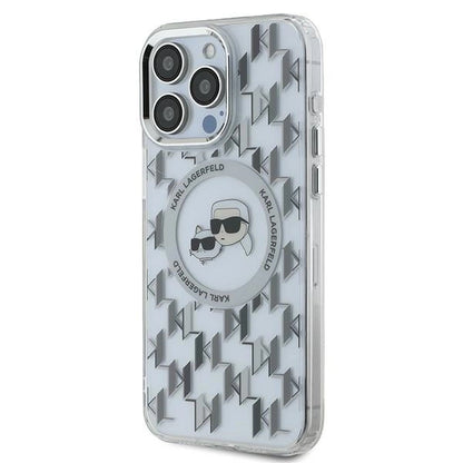 Karl Lagerfeld IML Monogram Karl &amp; Choupette Head MagSafe iPhone 15 Pro Case - Clear_1