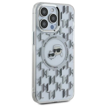 Karl Lagerfeld IML Monogram Karl &amp; Choupette Head MagSafe iPhone 15 Pro Case - Clear_3