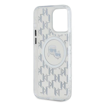 Karl Lagerfeld IML Monogram Karl &amp; Choupette Head MagSafe iPhone 15 Pro Case - Clear_6