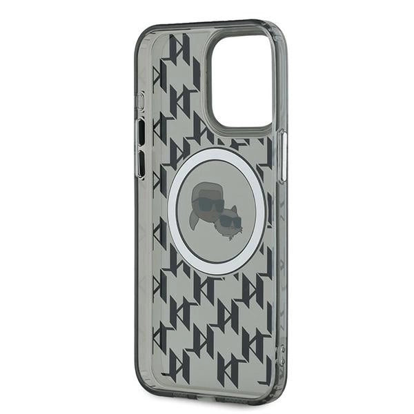 Karl Lagerfeld IML Monogram Karl &amp; Choupette Head MagSafe Case for iPhone 15 Pro Max - Black_6