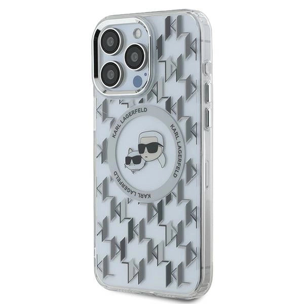 Karl Lagerfeld IML Monogram Karl &amp; Choupette Head MagSafe Case for iPhone 15 Pro Max - Clear_1