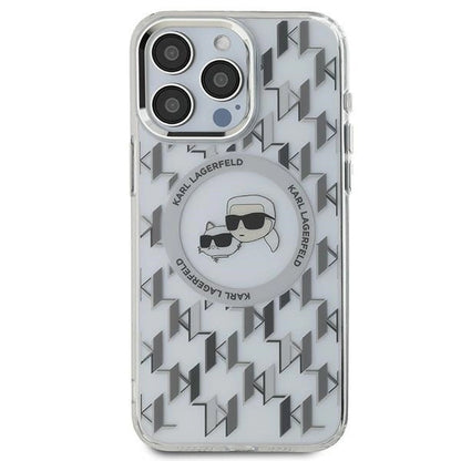 Karl Lagerfeld IML Monogram Karl &amp; Choupette Head MagSafe Case for iPhone 15 Pro Max - Clear_2