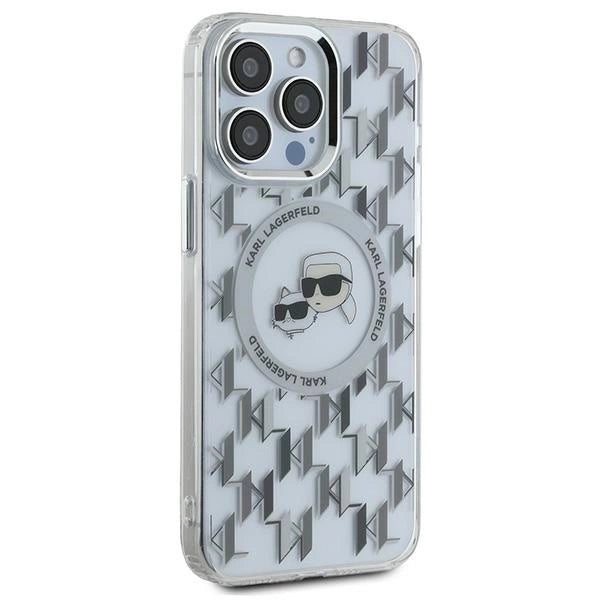 Karl Lagerfeld IML Monogram Karl &amp; Choupette Head MagSafe Case for iPhone 15 Pro Max - Clear_3
