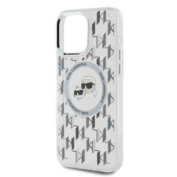 Karl Lagerfeld IML Monogram Karl &amp; Choupette Head MagSafe Case for iPhone 15 Pro Max - Clear_5