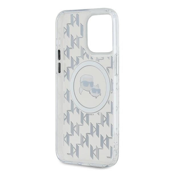 Karl Lagerfeld IML Monogram Karl &amp; Choupette Head MagSafe Case for iPhone 15 Pro Max - Clear_6