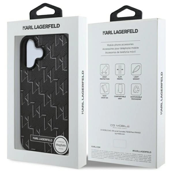 Karl Lagerfeld Hot Stamp Magsafe iPhone 16 Plus Case - Black_7