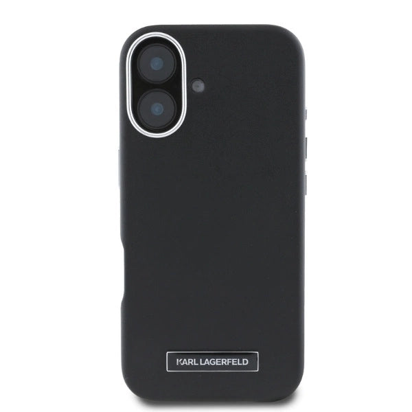 Karl Lagerfeld FW Metal Plate MagSafe iPhone 16 Case - Black_1