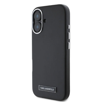 Karl Lagerfeld FW Metal Plate MagSafe iPhone 16 Case - Black_2