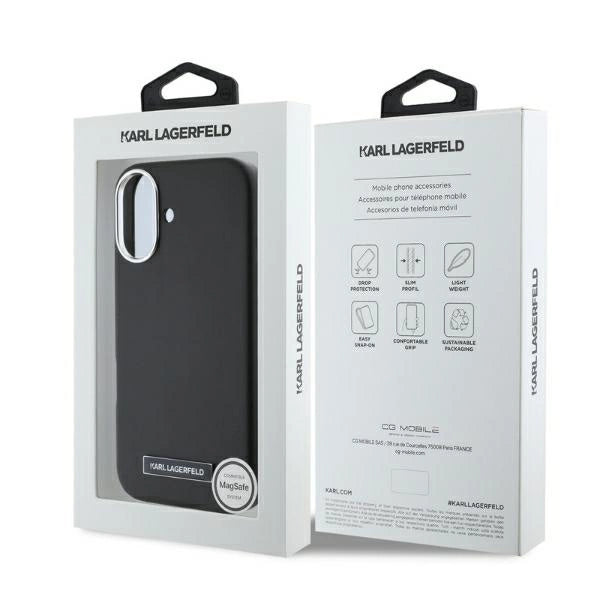 Karl Lagerfeld FW Metal Plate MagSafe iPhone 16 Case - Black_4