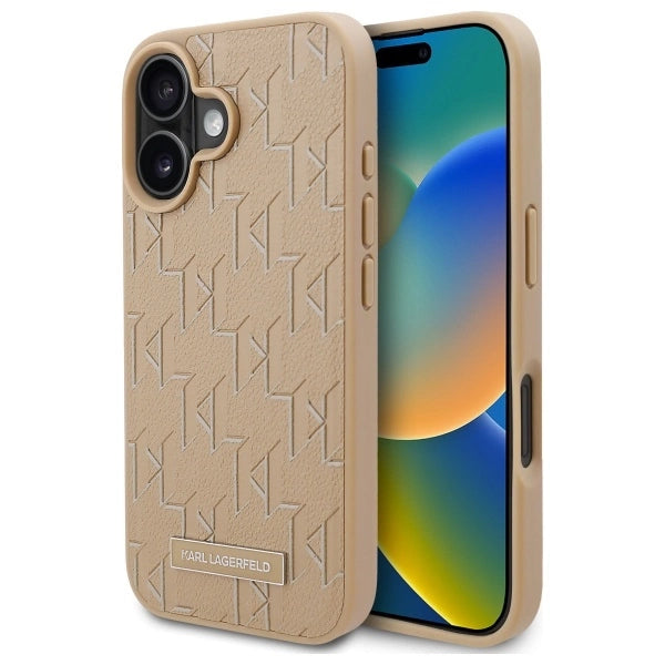 Karl Lagerfeld Hot Stamp Magsafe iPhone 16 Case - Beige_0
