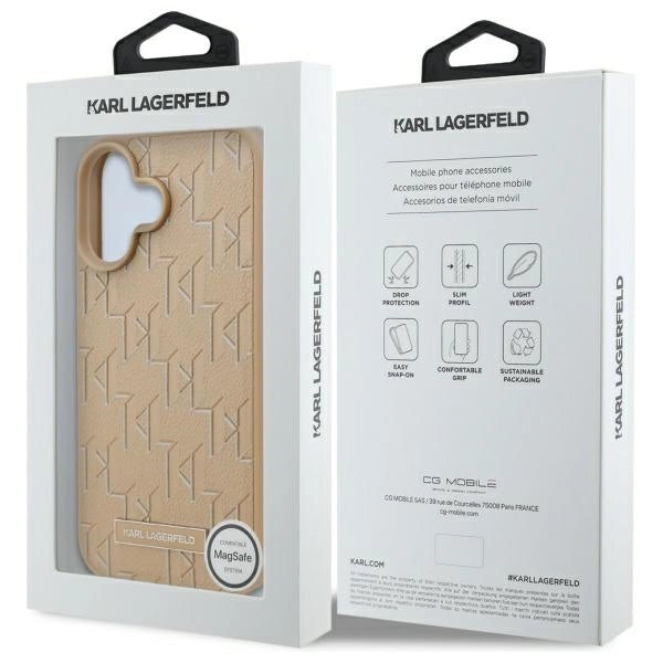 Karl Lagerfeld Hot Stamp Magsafe iPhone 16 Case - Beige_7