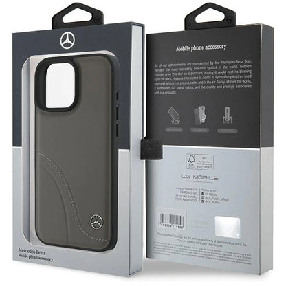 Mercedes MB Curved Stitches Leather iPhone 16 Pro Max Case - Brown_7
