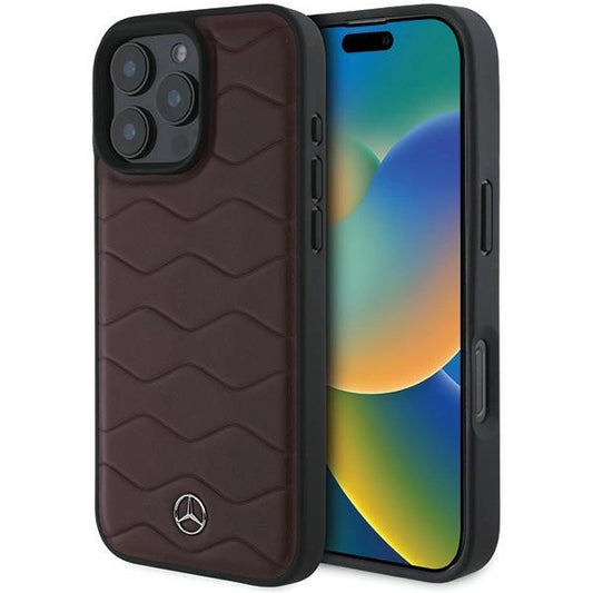 Mercedes MB Waves Leather Case for iPhone 16 Pro Max - Red_0