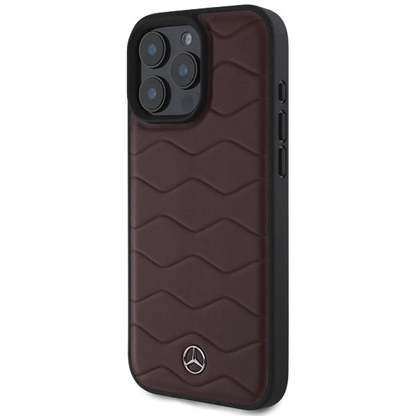 Mercedes MB Waves Leather Case for iPhone 16 Pro Max - Red_1