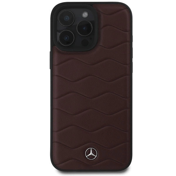 Mercedes MB Waves Leather Case for iPhone 16 Pro Max - Red_2