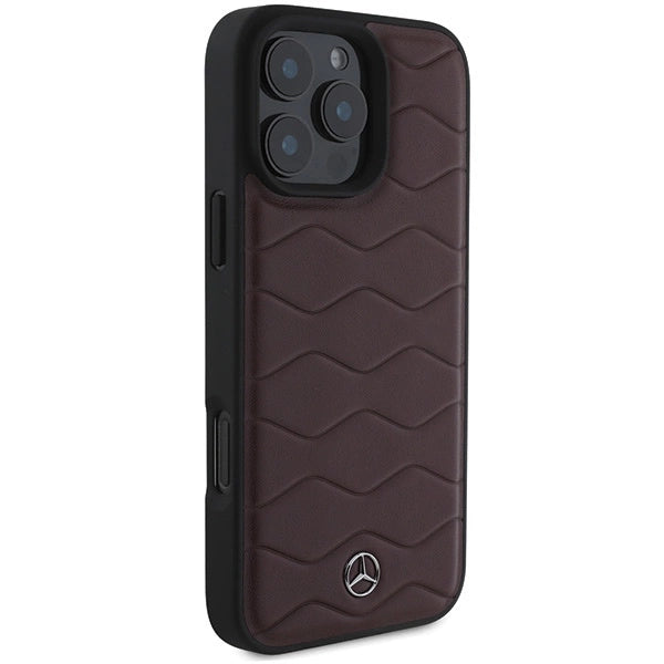Mercedes MB Waves Leather Case for iPhone 16 Pro Max - Red_3