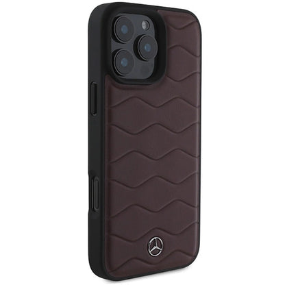 Mercedes MB Waves Leather Case for iPhone 16 Pro Max - Red_3