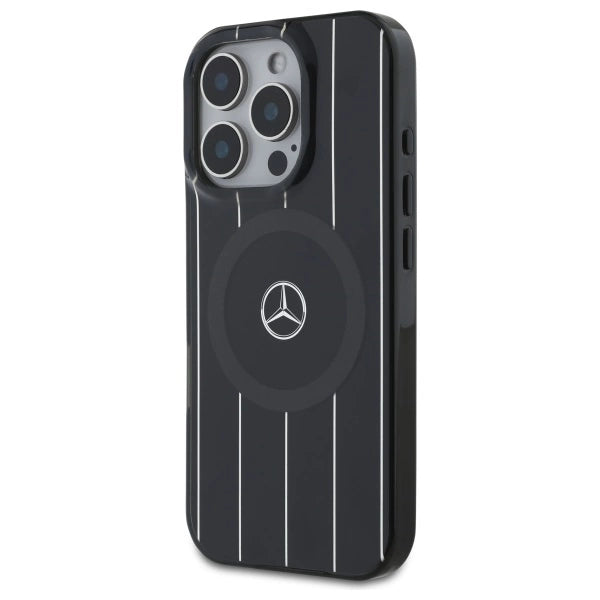 Mercedes MB Double Layer Crossed Lines MagSafe iPhone 16 Pro Case - Black_1