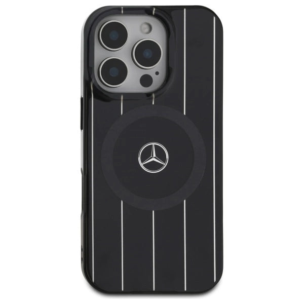 Mercedes MB Double Layer Crossed Lines MagSafe iPhone 16 Pro Case - Black_2