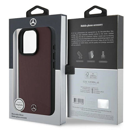 Mercedes Textured And Plain Leather MagSafe case for iPhone 16 Pro - red_7