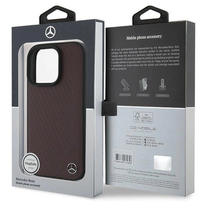 Mercedes MB Wood Imitation Leather MagSafe iPhone 16 Pro Case - Red_7