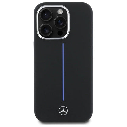 Mercedes Silicone Blue Stripe MagSafe iPhone 16 Pro Case - Black_2