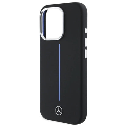 Mercedes Silicone Blue Stripe MagSafe iPhone 16 Pro Case - Black_5