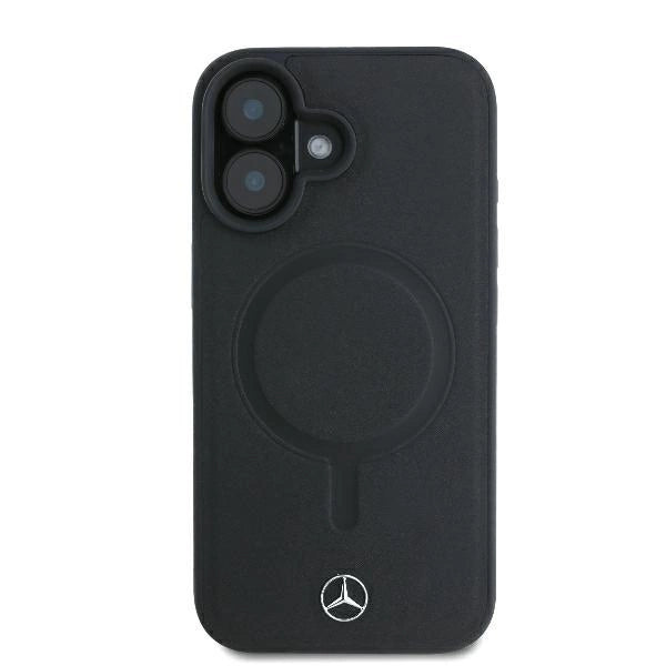 Mercedes Smooth Leather MagSafe iPhone 16 Plus Case - Black_2