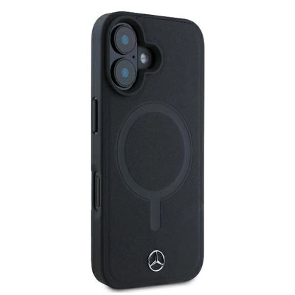 Mercedes Smooth Leather MagSafe iPhone 16 Plus Case - Black_3
