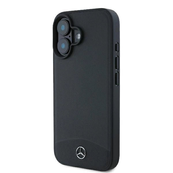 Mercedes Textured And Plain Leather MagSafe case for iPhone 16 - black_1