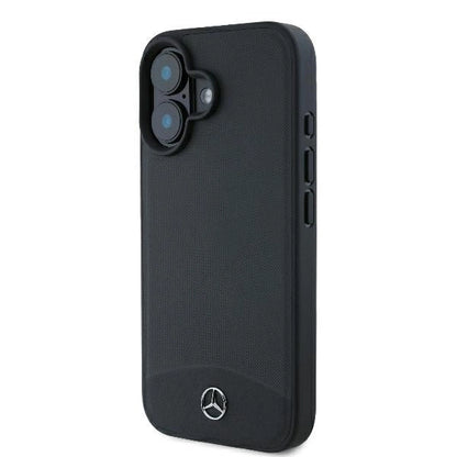 Mercedes Textured And Plain Leather MagSafe case for iPhone 16 - black_1