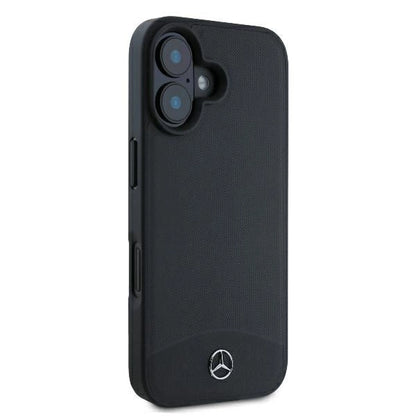 Mercedes Textured And Plain Leather MagSafe case for iPhone 16 - black_3