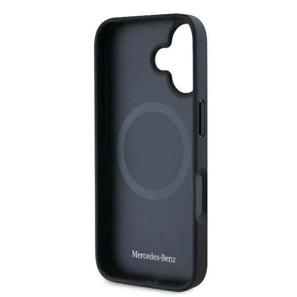 Mercedes Textured And Plain Leather MagSafe case for iPhone 16 - black_6