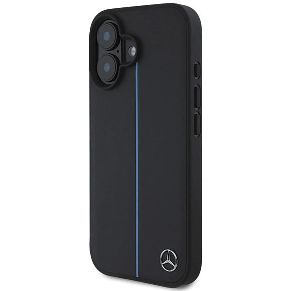 Mercedes MB Blue Line Leather MagSafe iPhone 16 Case - Black_1