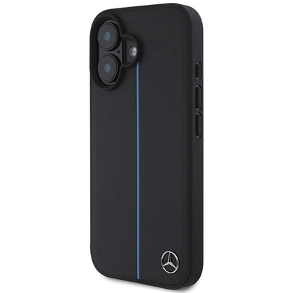 Mercedes MB Blue Line Leather MagSafe iPhone 16 Case - Black_1