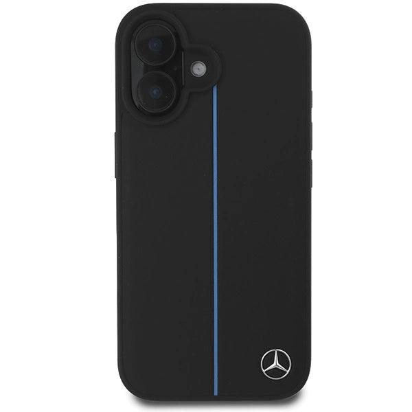 Mercedes MB Blue Line Leather MagSafe iPhone 16 Case - Black_2