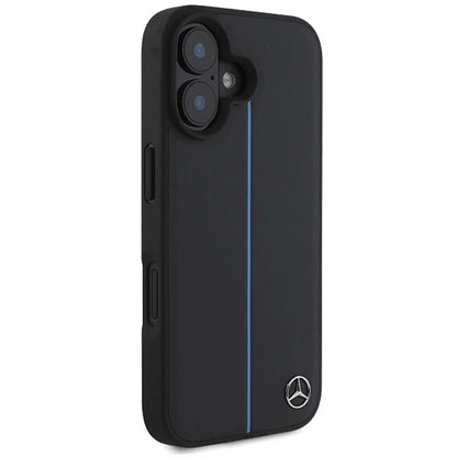 Mercedes MB Blue Line Leather MagSafe iPhone 16 Case - Black_3