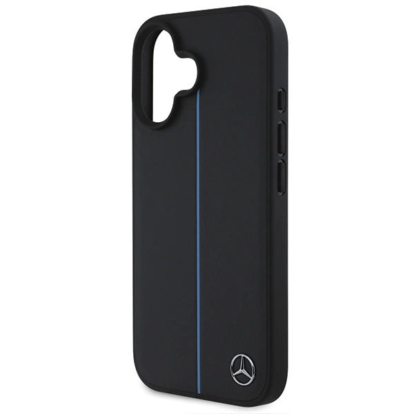 Mercedes MB Blue Line Leather MagSafe iPhone 16 Case - Black_5