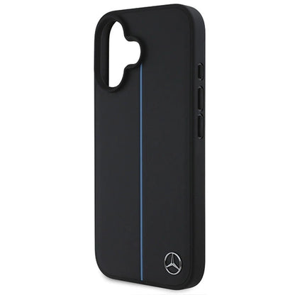 Mercedes MB Blue Line Leather MagSafe iPhone 16 Case - Black_5