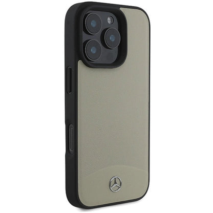 Mercedes MB Textured and Plain Leather MagSafe case for iPhone 16 Pro Max - beige_3