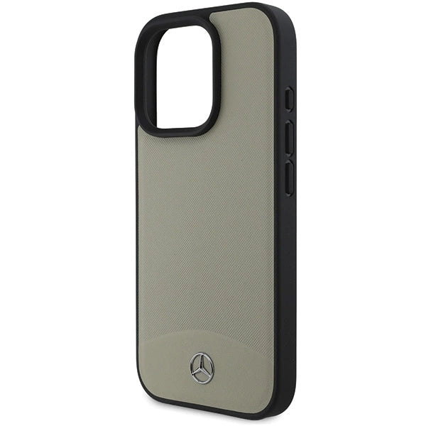 Mercedes MB Textured and Plain Leather MagSafe case for iPhone 16 Pro Max - beige_5