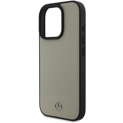Mercedes MB Textured and Plain Leather MagSafe case for iPhone 16 Pro Max - beige_5