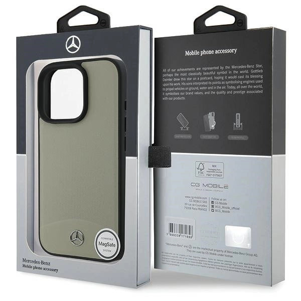 Mercedes MB Textured and Plain Leather MagSafe case for iPhone 16 Pro Max - beige_7