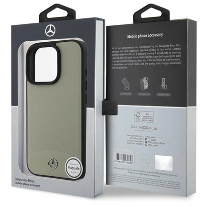 Mercedes MB Textured and Plain Leather MagSafe case for iPhone 16 Pro Max - beige_7