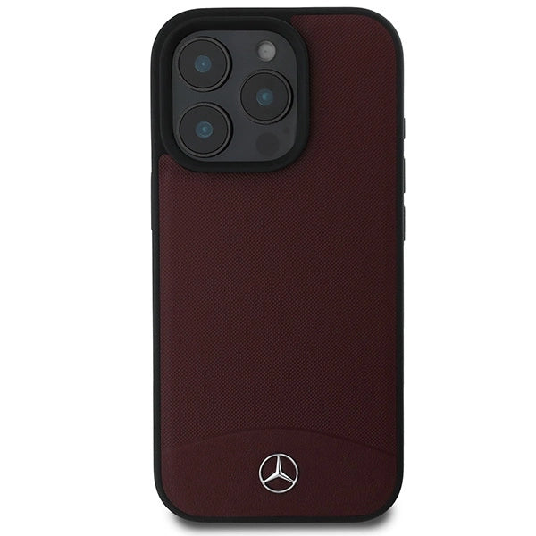 Mercedes Textured And Plain Leather MagSafe case for iPhone 16 Pro Max - red_2