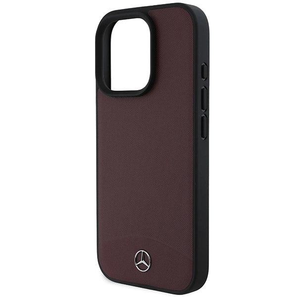 Mercedes Textured And Plain Leather MagSafe case for iPhone 16 Pro Max - red_5
